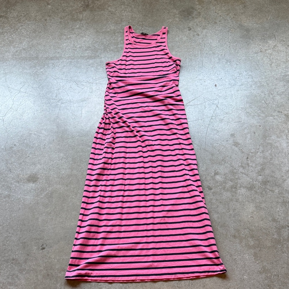 Theory Pink and Navy Striped Maxi Dress